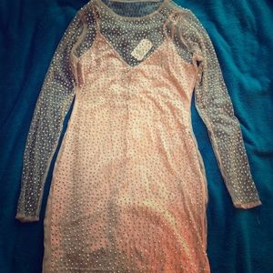 Light pink rhinestone dress